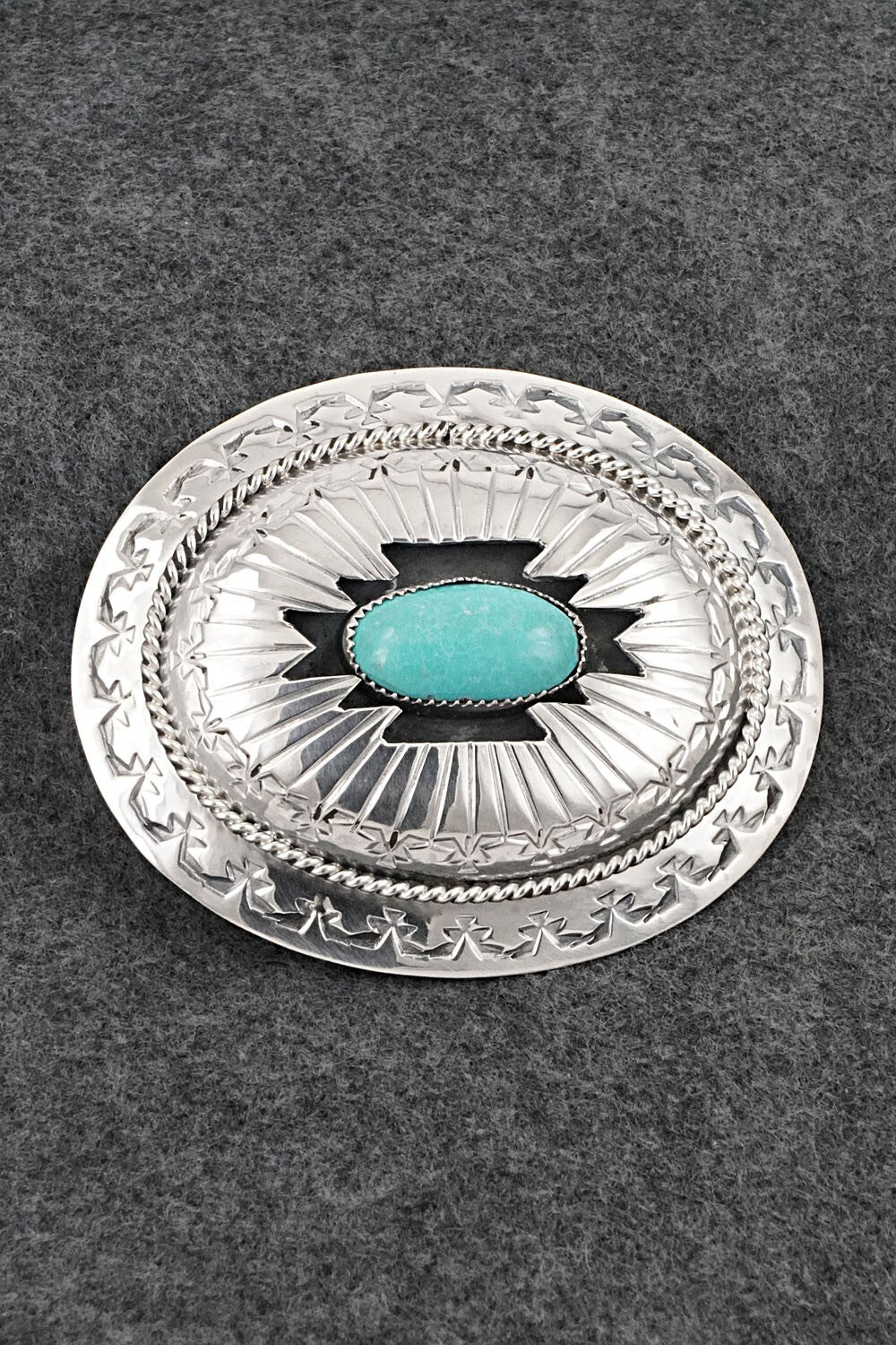Turquoise & Sterling Silver Belt Buckle - Wilbert Muskett Sr.
