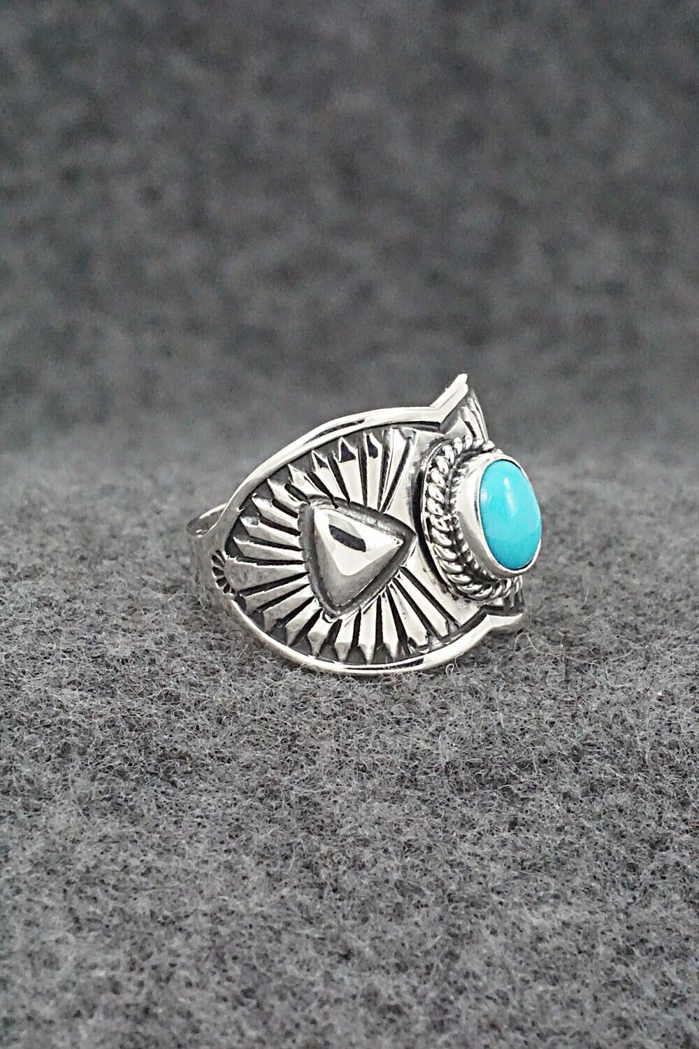 Turquoise & Sterling Silver Ring - Derrick Gordon - Size 7.5