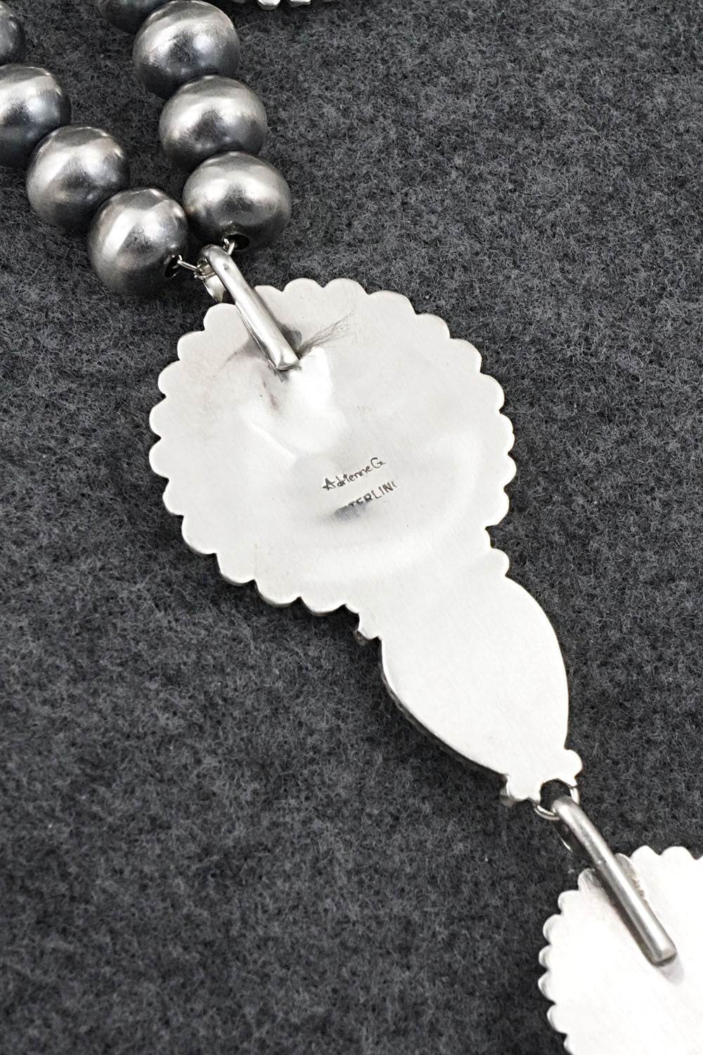 Turquoise & Sterling Silver Navajo Pearl Necklace - Adrienne Gordon