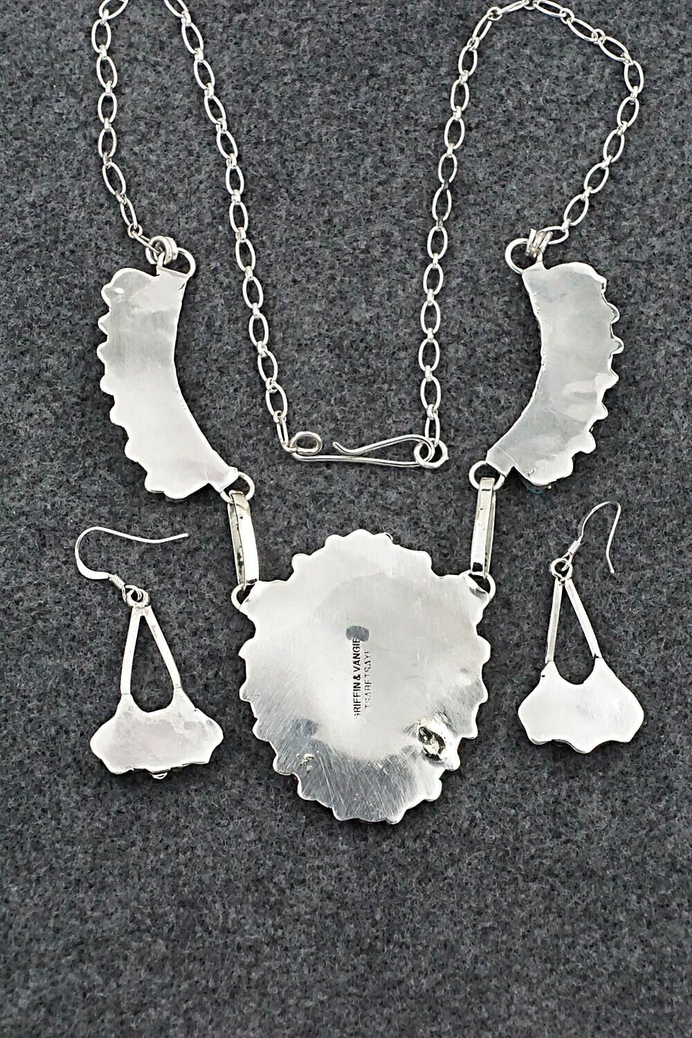 Turquoise & Sterling Silver Necklace and Earrings Set - Vangie Tsabetsaye