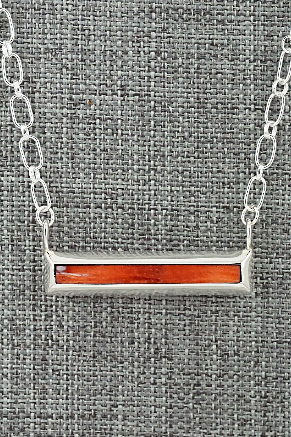 Spiny Oyster & Sterling Silver Necklace - Troy Natachu
