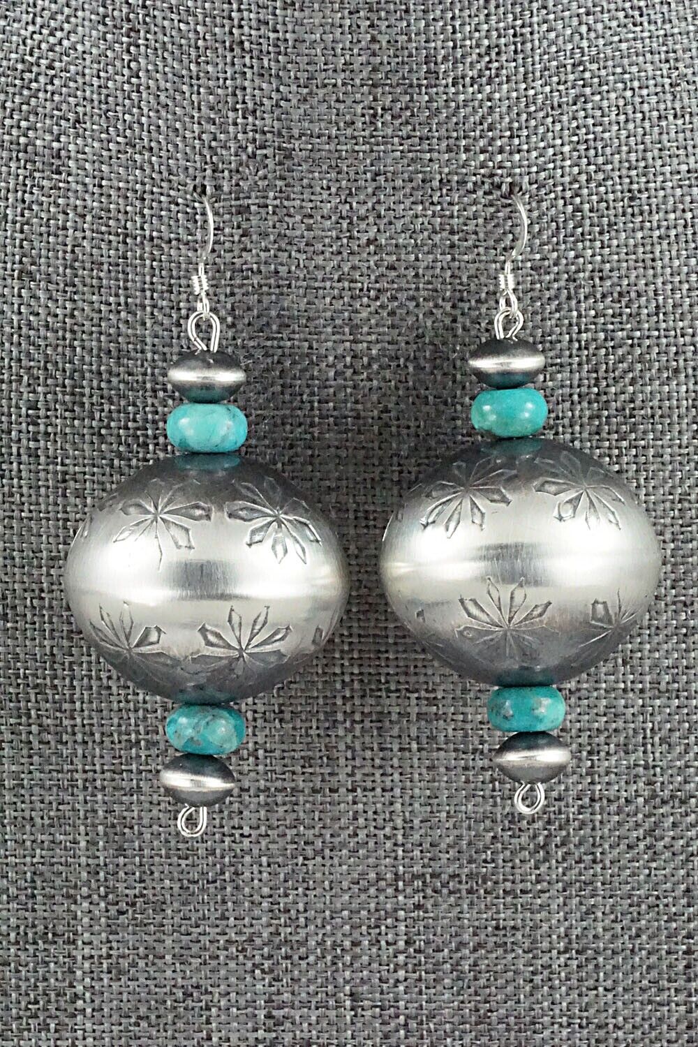 Turquoise & Sterling Silver Navajo Pearl Earrings - Tonisha Haley