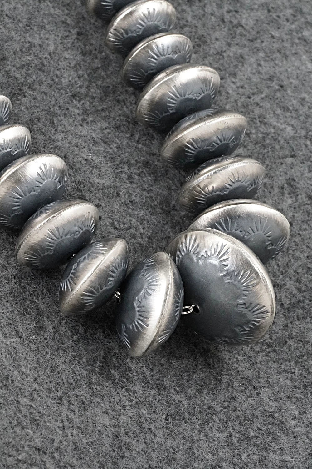 Sterling Silver Navajo Pearl Necklace & Earrings Set - Angeline Miller