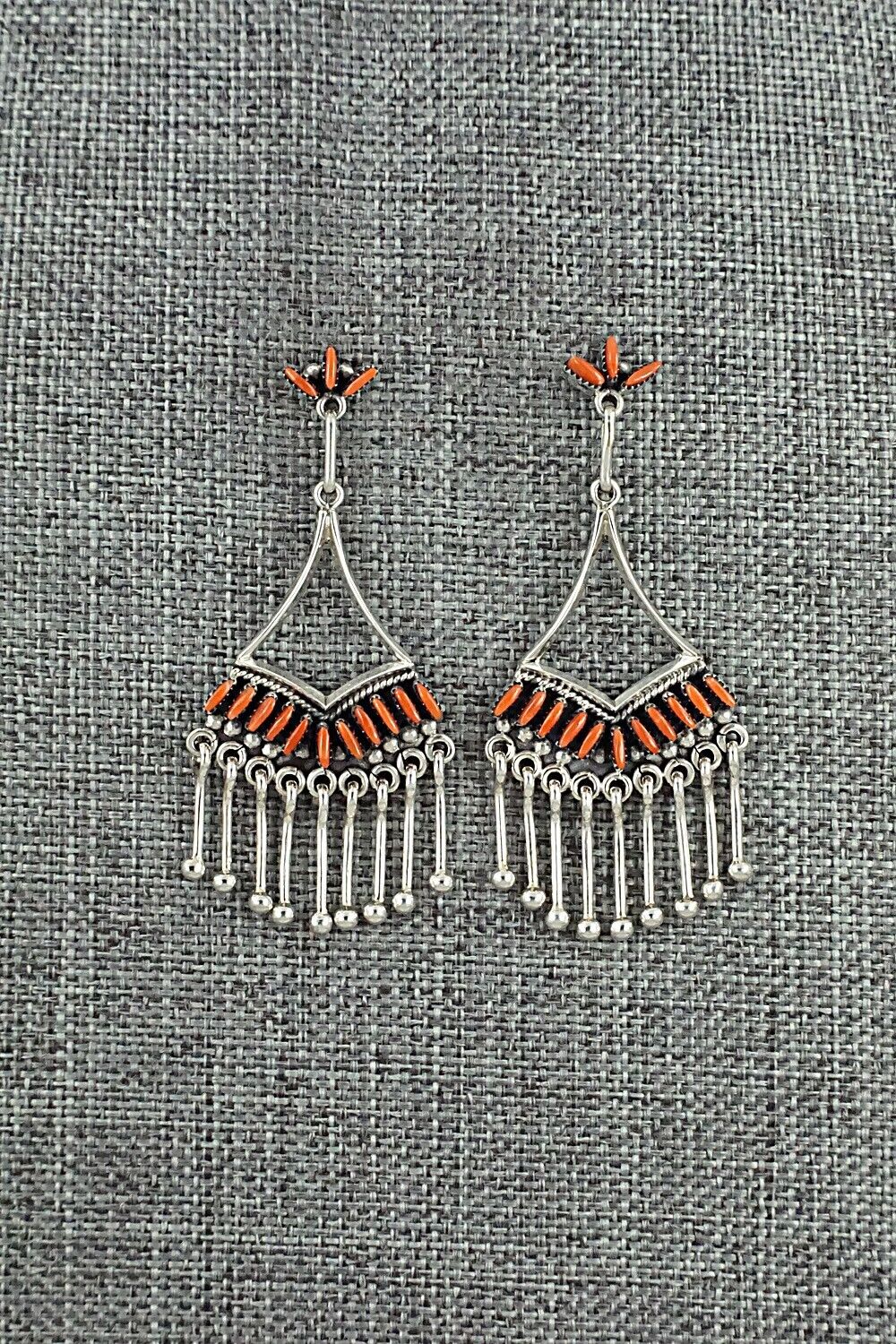Coral & Sterling Silver Earrings - Mildred Ukestine