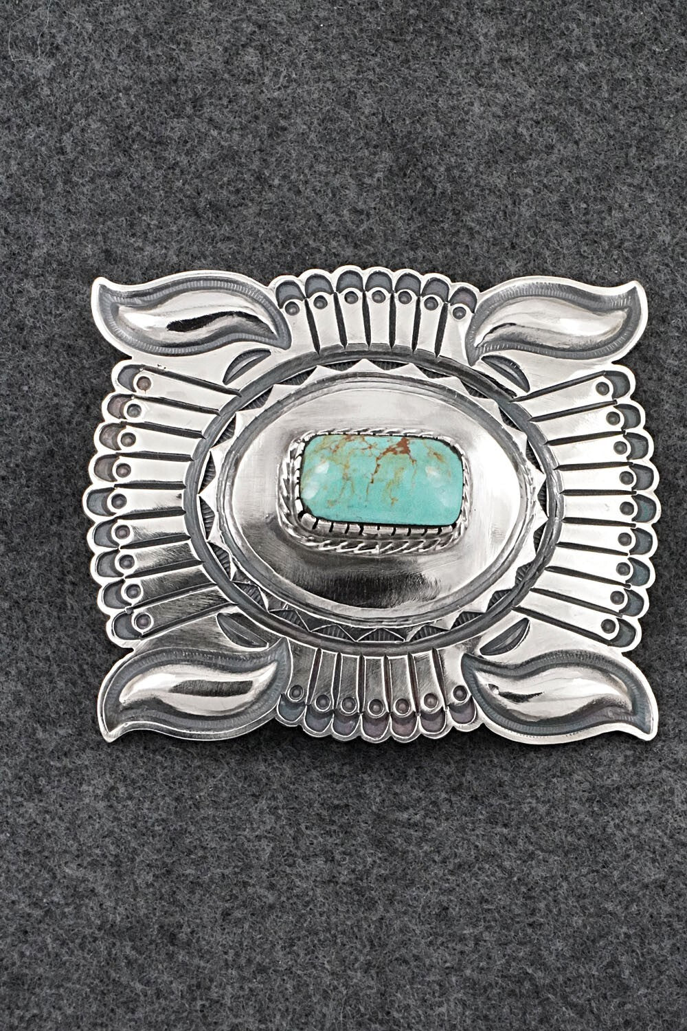 Turquoise & Sterling Silver Belt Buckle - Roland Dixson