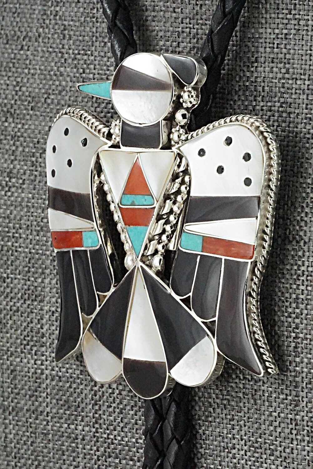 Multi-Stone & Sterling Silver Inlay Bolo Tie - Bobby Shack