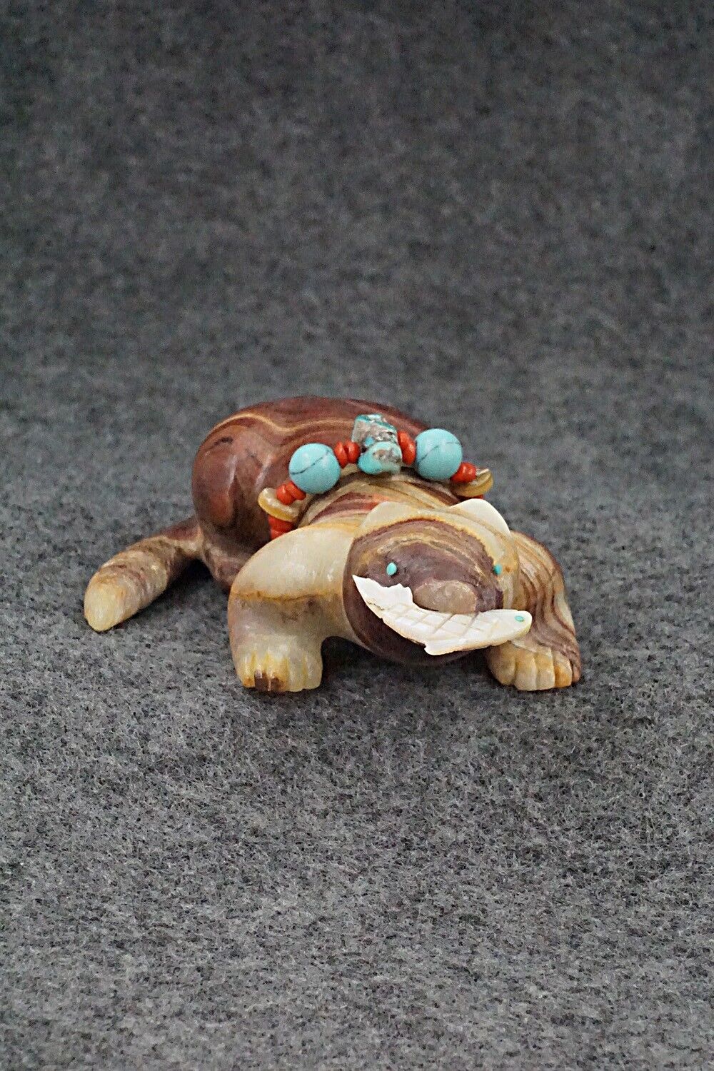 Otter with Fish Zuni Fetish Carving - Douglas Martza