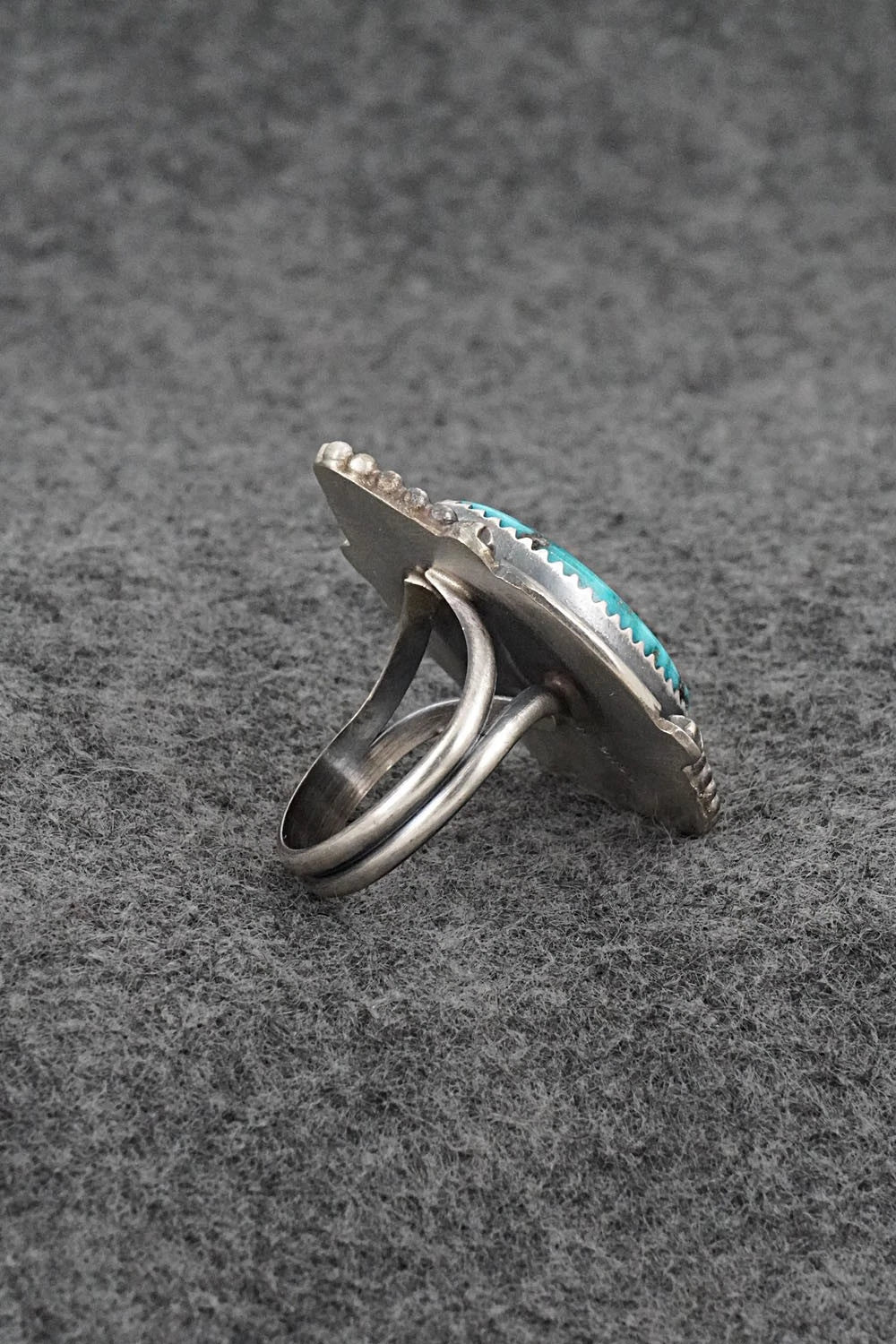 Turquoise & Sterling Silver Ring - Leslie Nez - Size 7.5