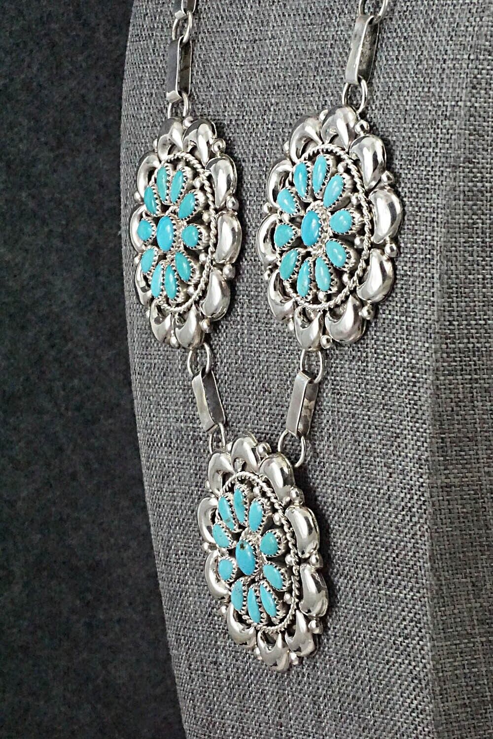 Turquoise & Sterling Silver Necklace and Earrings Set - Eunise Wilson