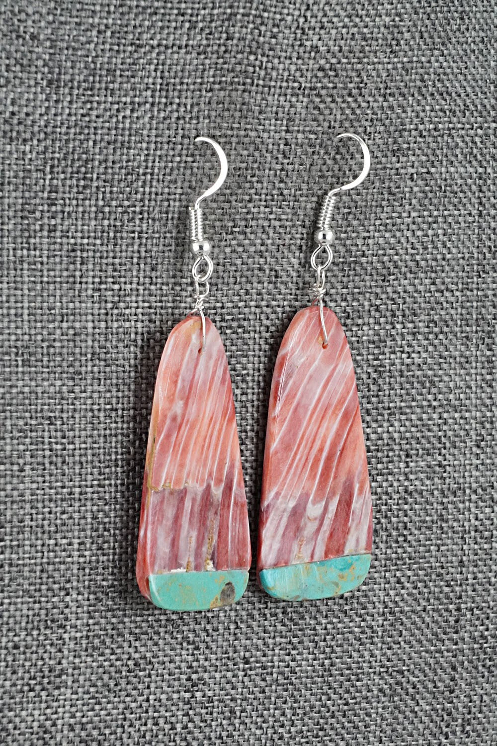Spiny Oyster, Turquoise & Sterling Silver Earrings - Louise Pete