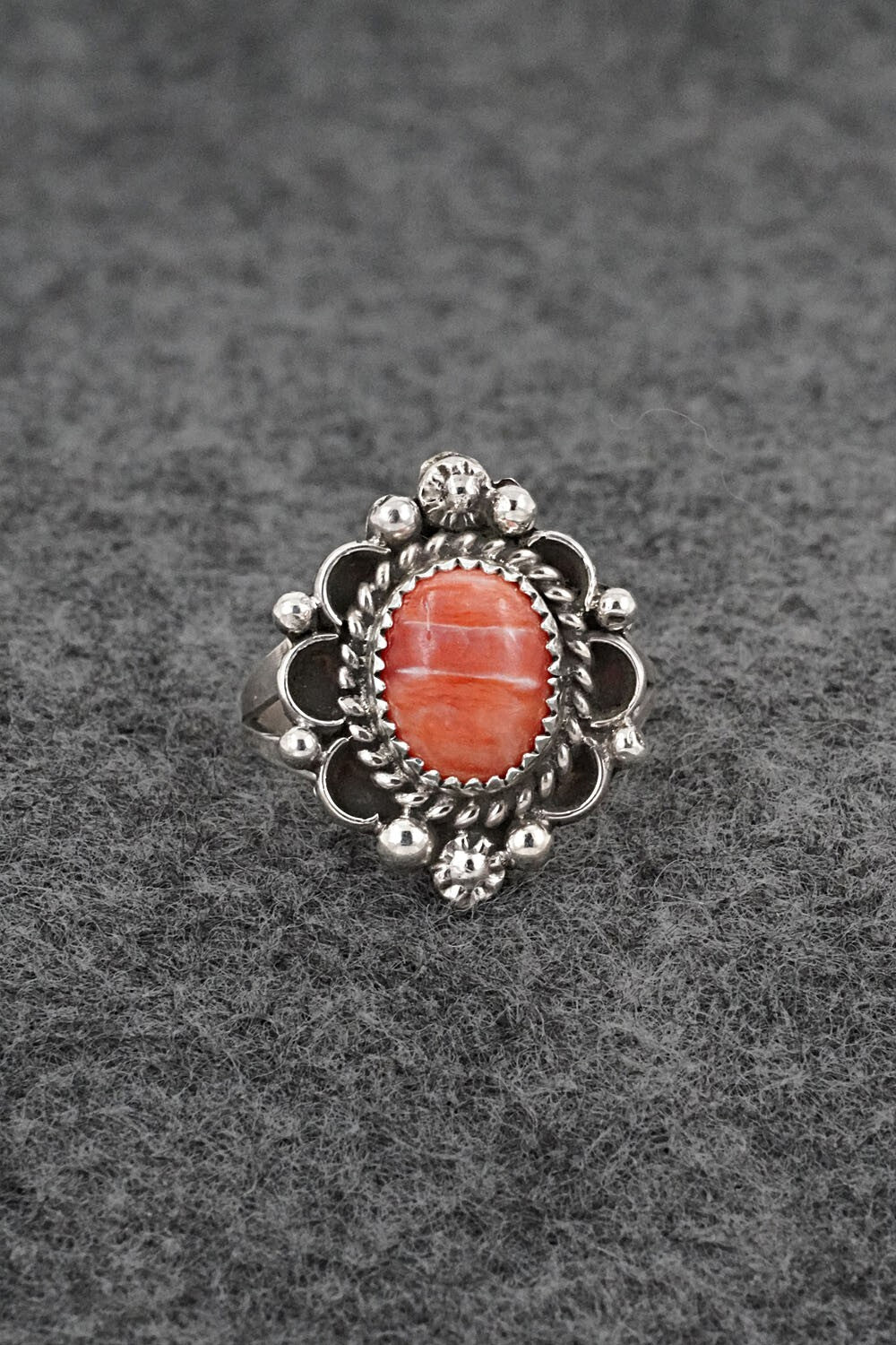 Spiny Oyster & Sterling Silver Ring - Frieda Martinez - Size 6.5
