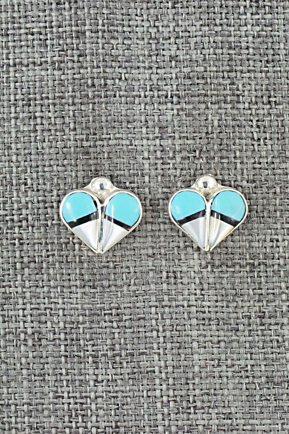 Multi-Stone Inlay & Sterling Silver Earrings - Vernelda Niiha