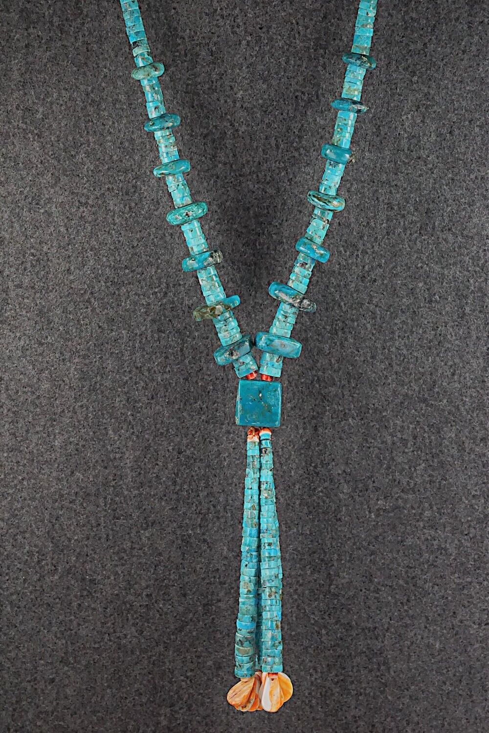 Spiny Oyster, Turquoise & Sterling Silver Necklace - Lupe Lovato
