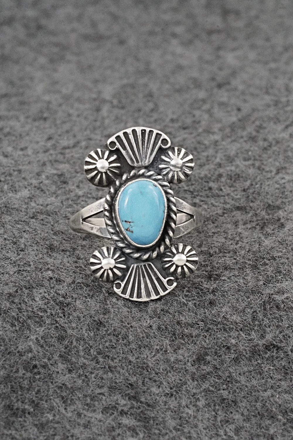 Turquoise and Sterling Silver Ring - Jerryson Henio - Size 8