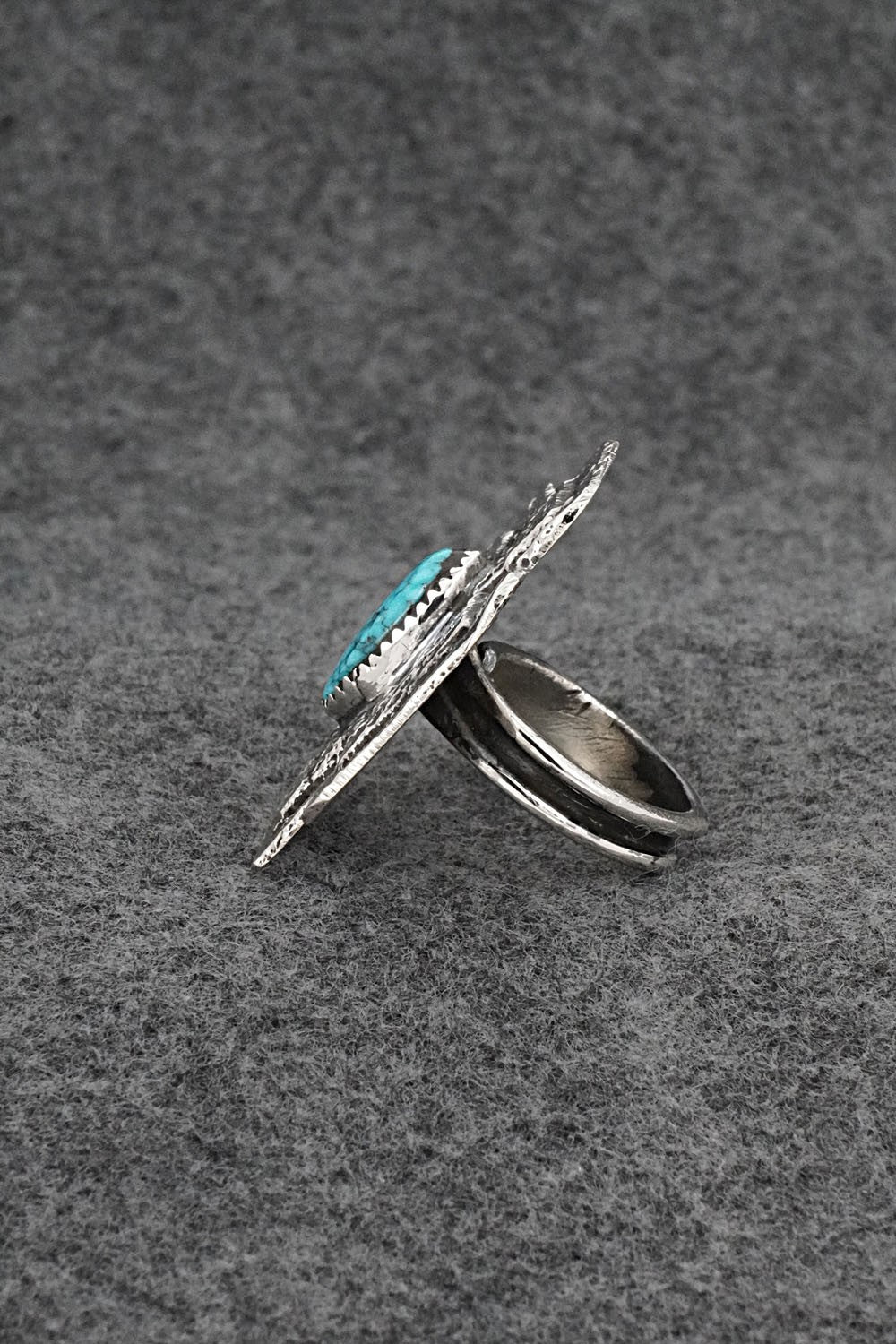 Turquoise & Sterling Silver Ring - Dymitri Arviso - Size 8, Adj.