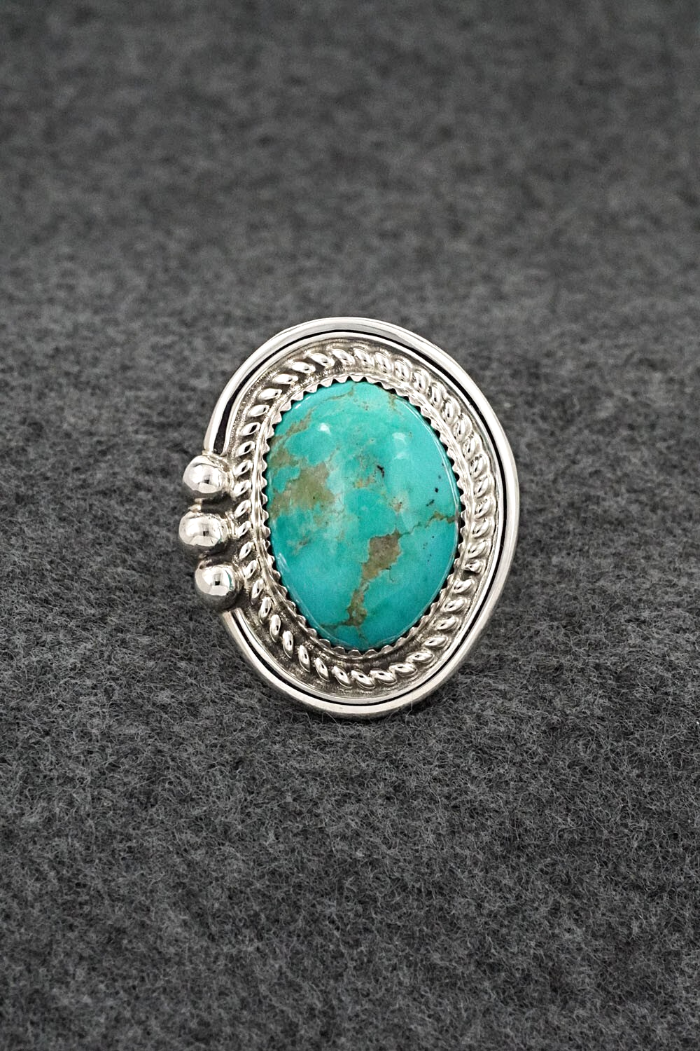 Turquoise & Sterling Silver Ring - Leslie Nez - Size 10
