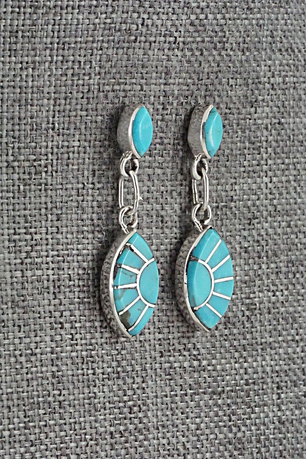 Turquoise & Sterling Silver Earrings - Eldrick Seoatwa