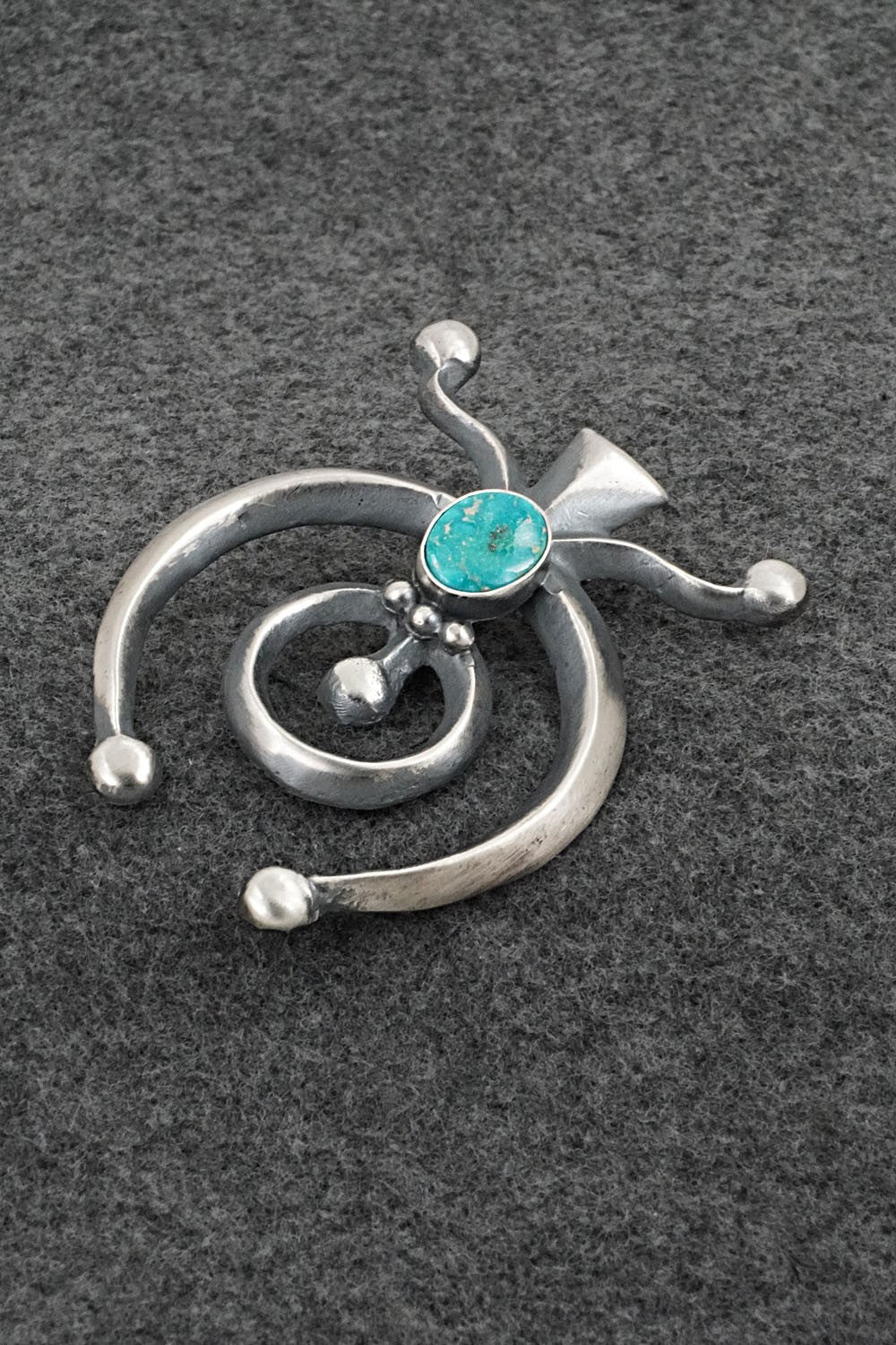 Turquoise & Sterling Silver Naja Pendant - Harrison Bitsue