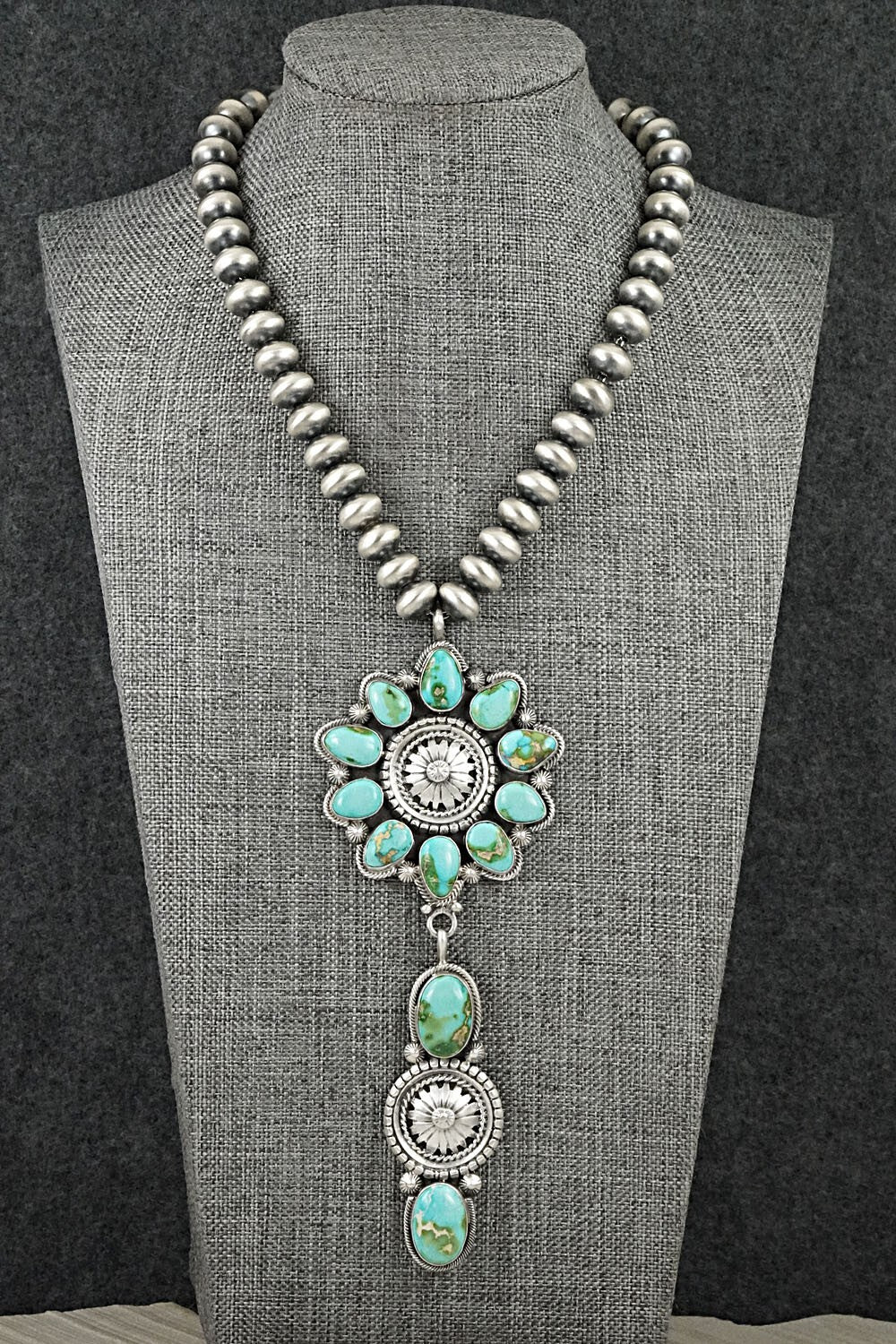 Turquoise & Sterling Silver Necklace - Tom Lewis