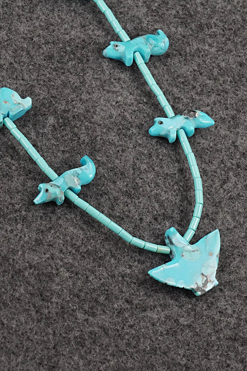 Turquoise Fetish Carving & Sterling Silver Necklace - Hector Goodluck