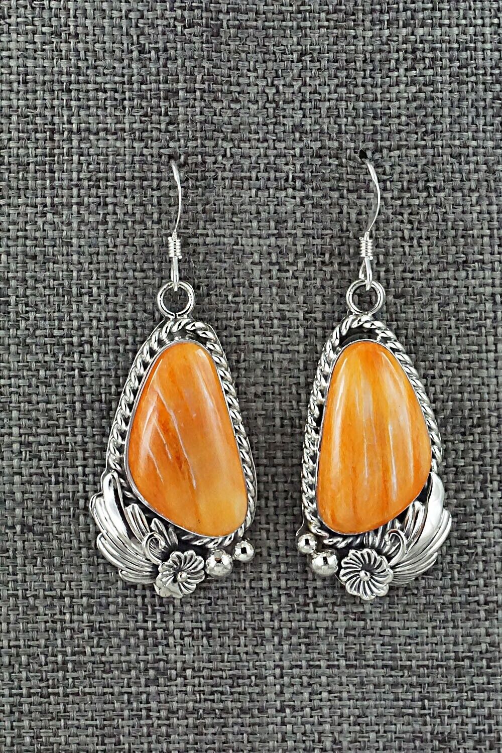 Spiny Oyster & Sterling Silver Earrings - Fannie Platero
