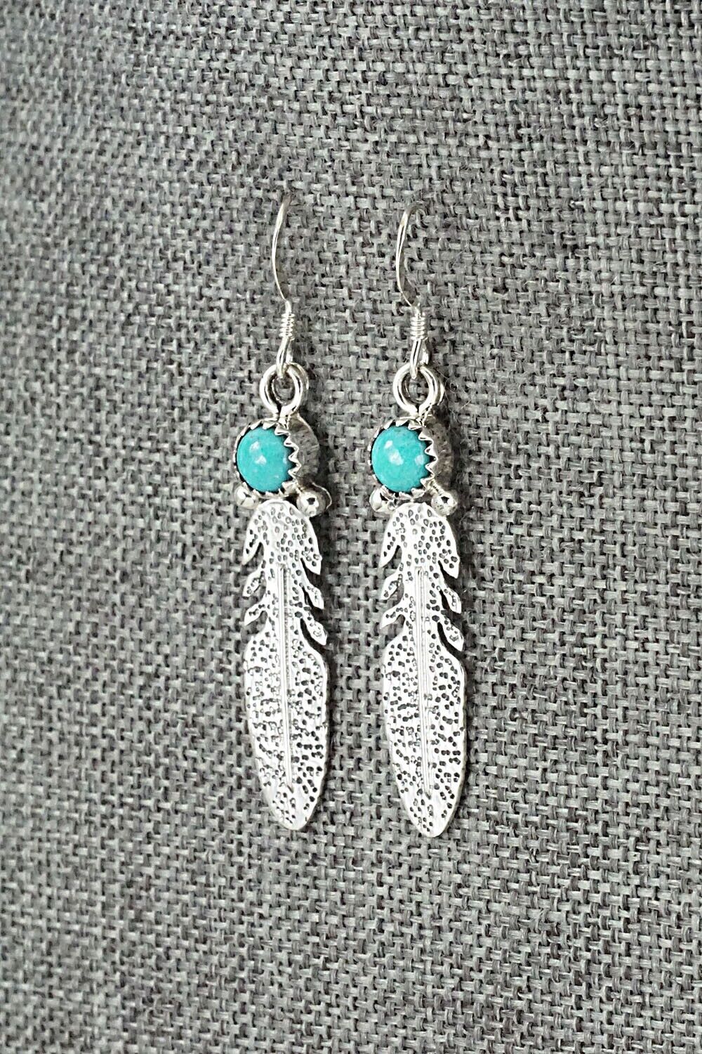 Turquoise & Sterling Silver Earrings - Lee Shorty