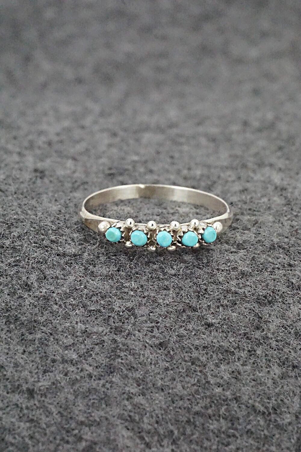 Turquoise & Sterling Silver Ring - April Haloo - Size 8