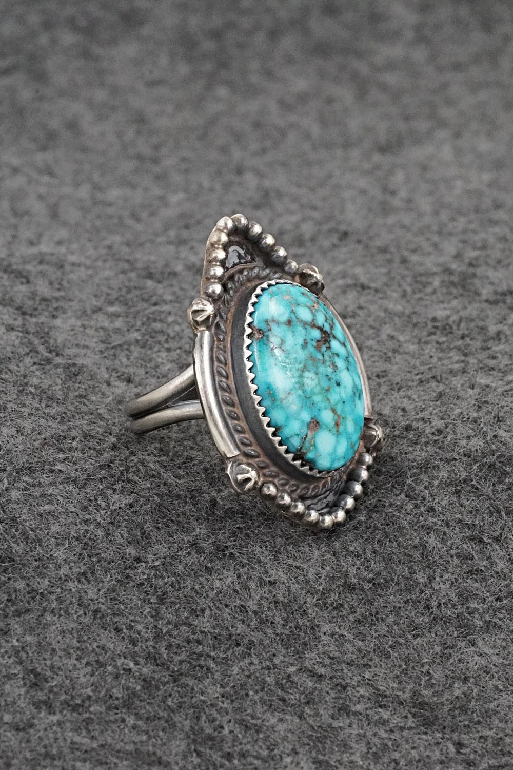 Turquoise & Sterling Silver Ring - Leslie Nez - Size 7.5