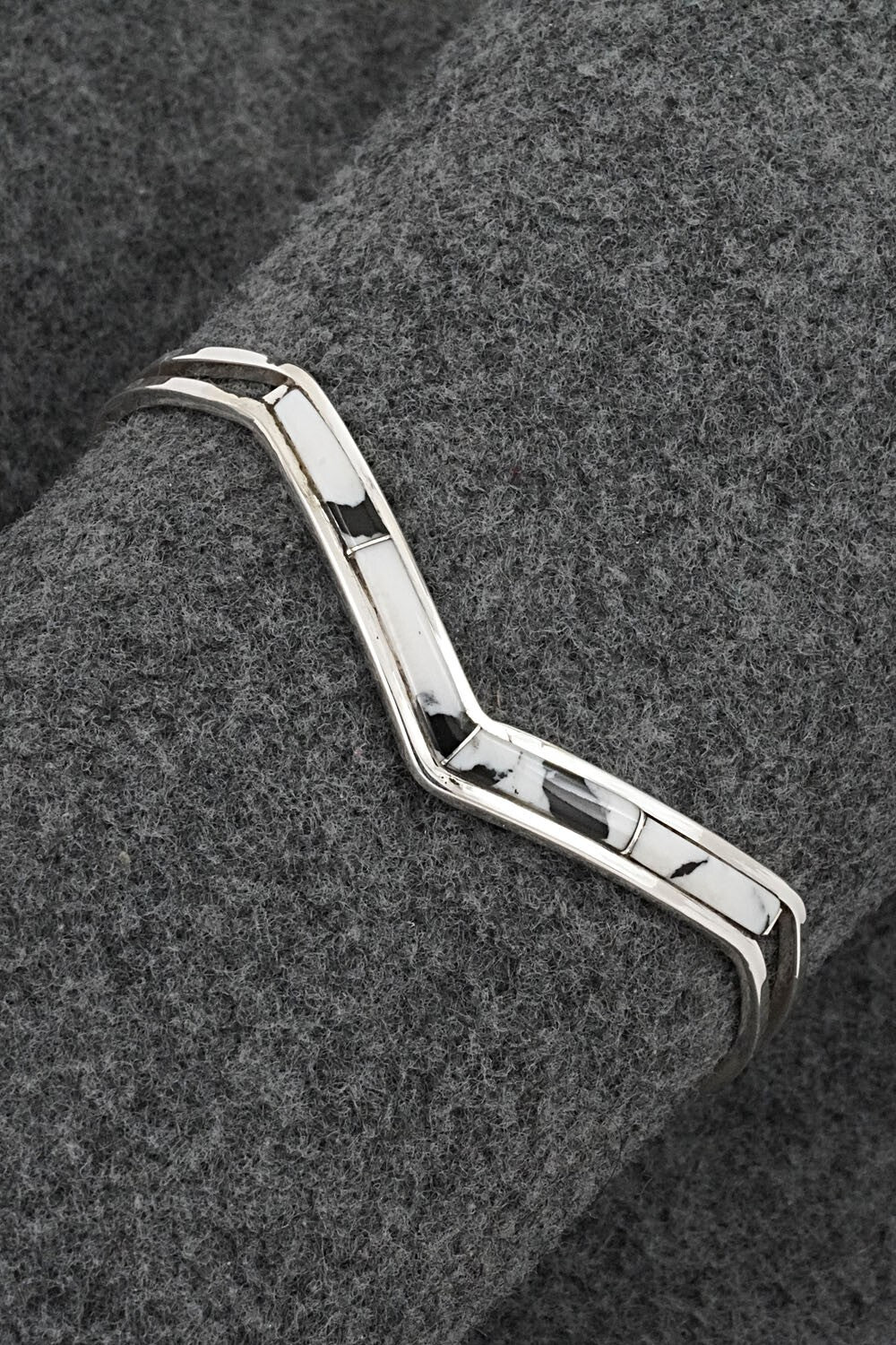 White Buffalo & Sterling Silver Inlay Bracelet - Jamie Johnson