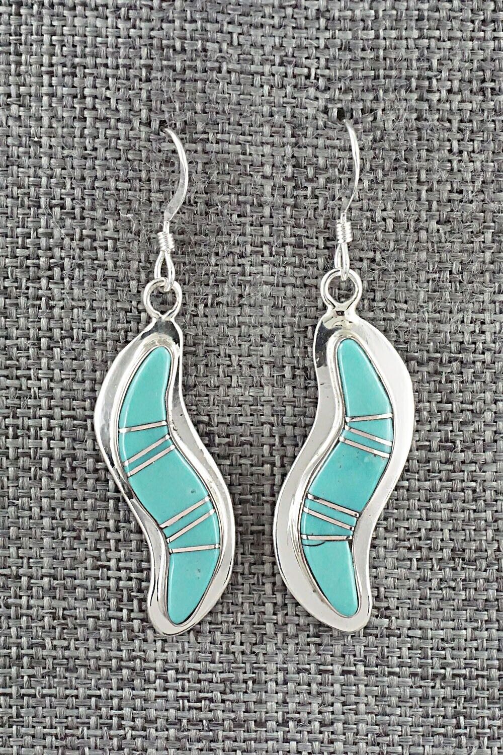 Turquoise & Sterling Silver Inlay Earrings - James Manygoats