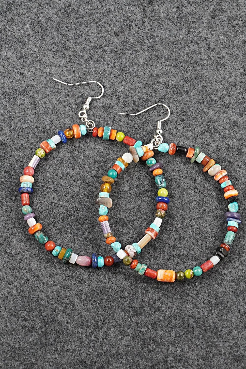 Multi-Stone & Sterling Silver Earrings - Helen Tsosie