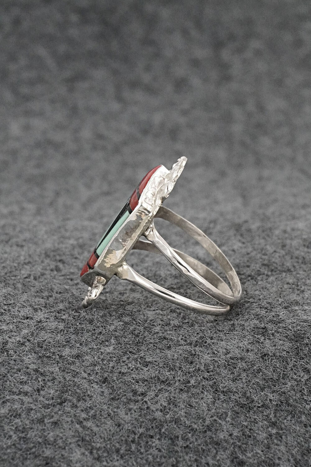 Multi-Stone & Sterling Silver Inlay Ring - Ola Eriacho - Size 7.5