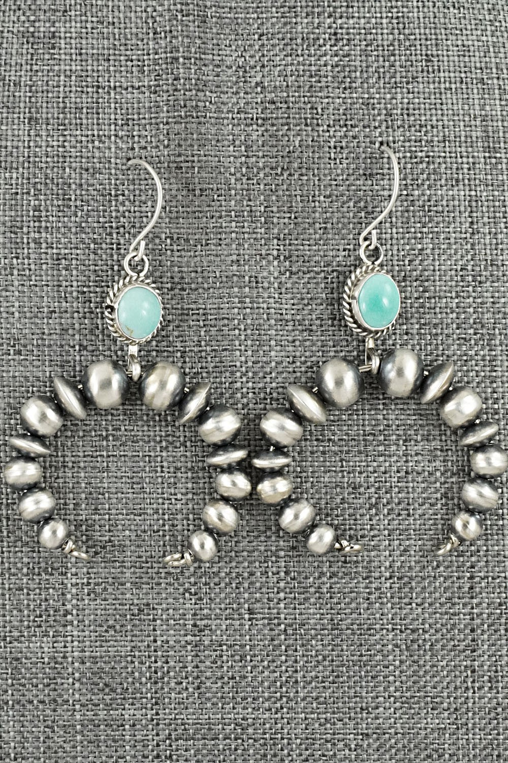 Turquoise & Sterling Silver Navajo Pearl Earrings - Rena Begay