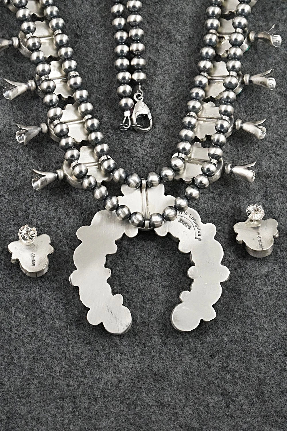 Turquoise & Sterling Silver Squash Blossom Set - Darrin Livingston