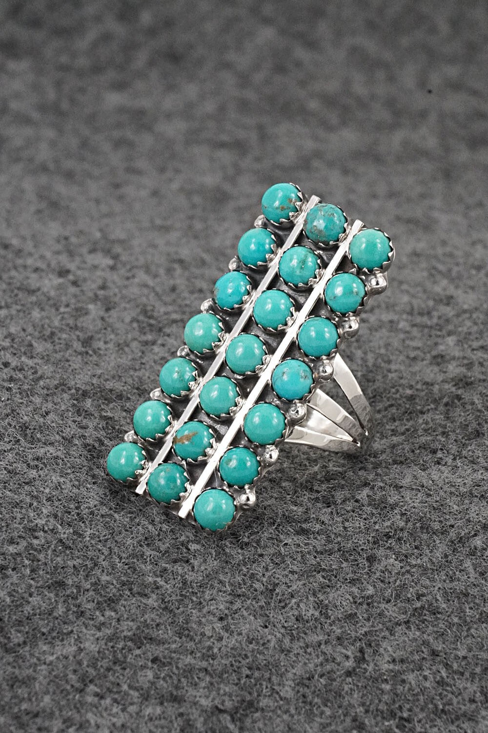 Turquoise & Sterling Silver Ring - Kenny Lonjose - Size 6.5