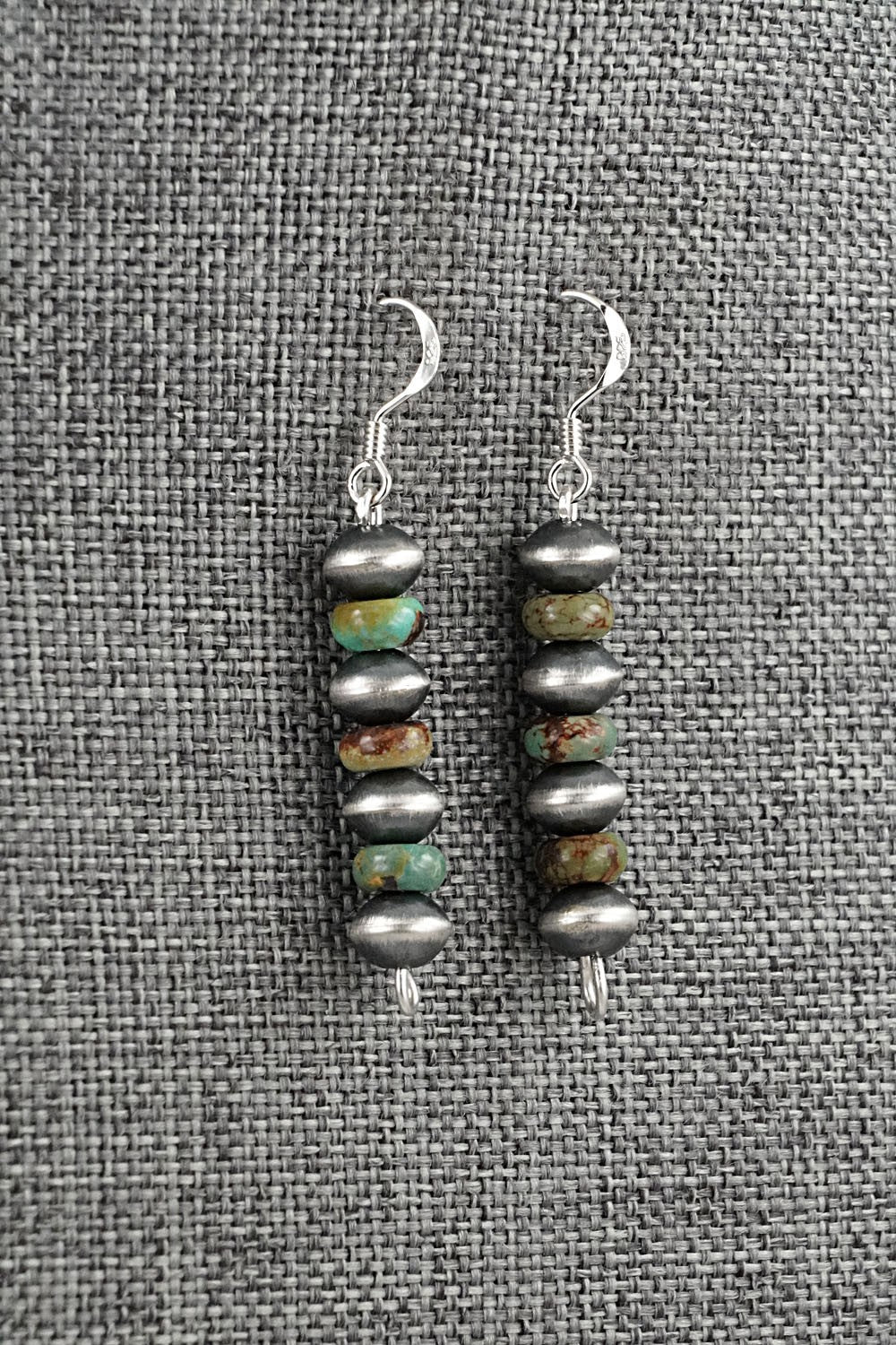 Turquoise & Sterling Silver Navajo Pearl Earrings - Tonisha Haley