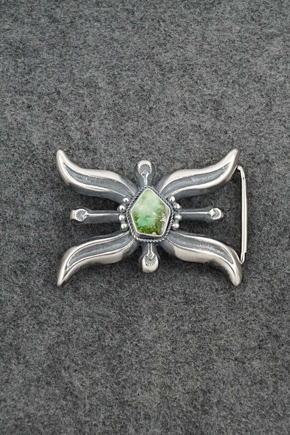 Turquoise & Sterling Silver Belt Buckle - Harrison Bitsue
