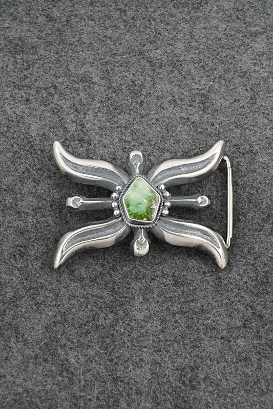 Turquoise & Sterling Silver Belt Buckle - Harrison Bitsue