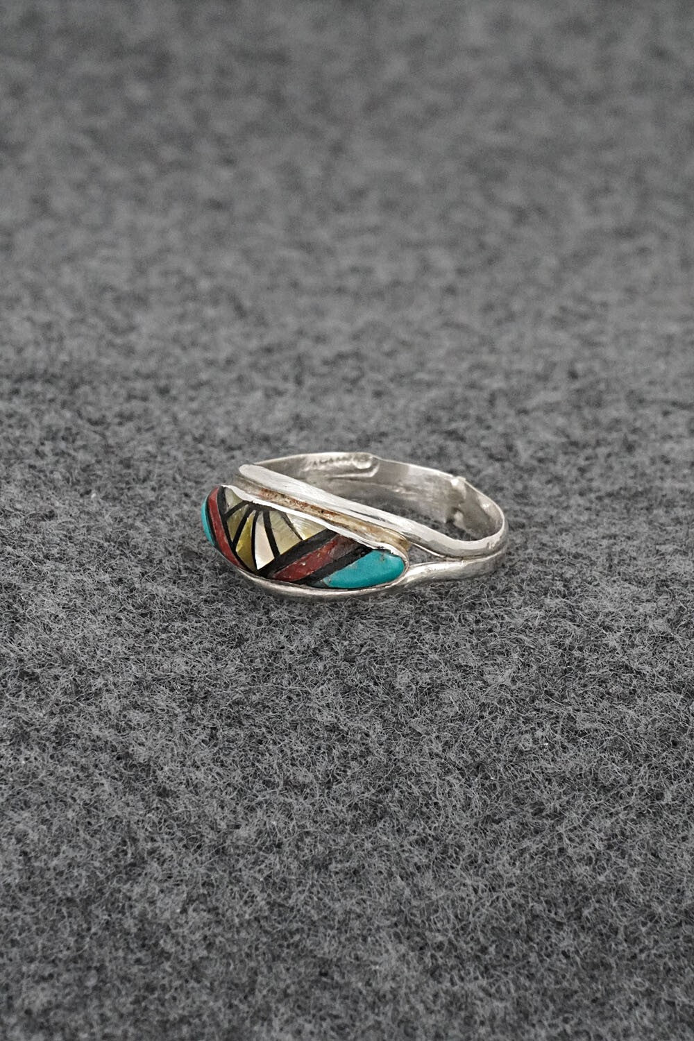 Multi-Stone & Sterling Silver Inlay Ring - Ola Eriacho - Size 7