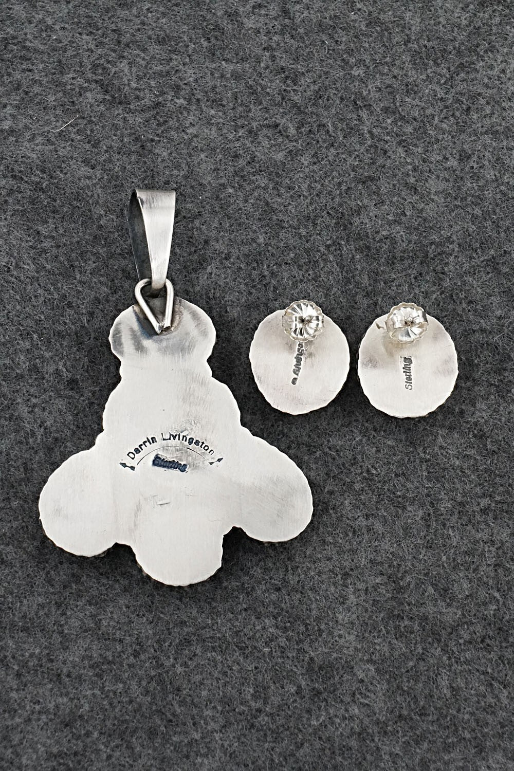 Turquoise & Sterling Silver Pendant and Earrings Set - Darrin Livingston