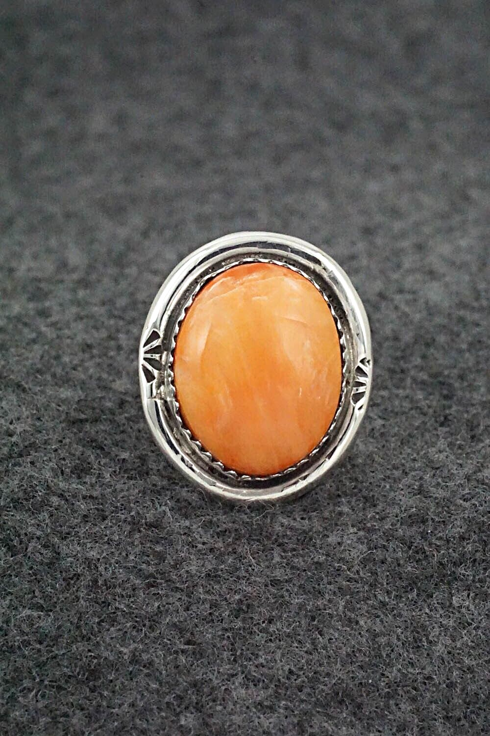 Spiny Oyster & Sterling Silver Ring - Ernest Hawthorne - Size 7.25