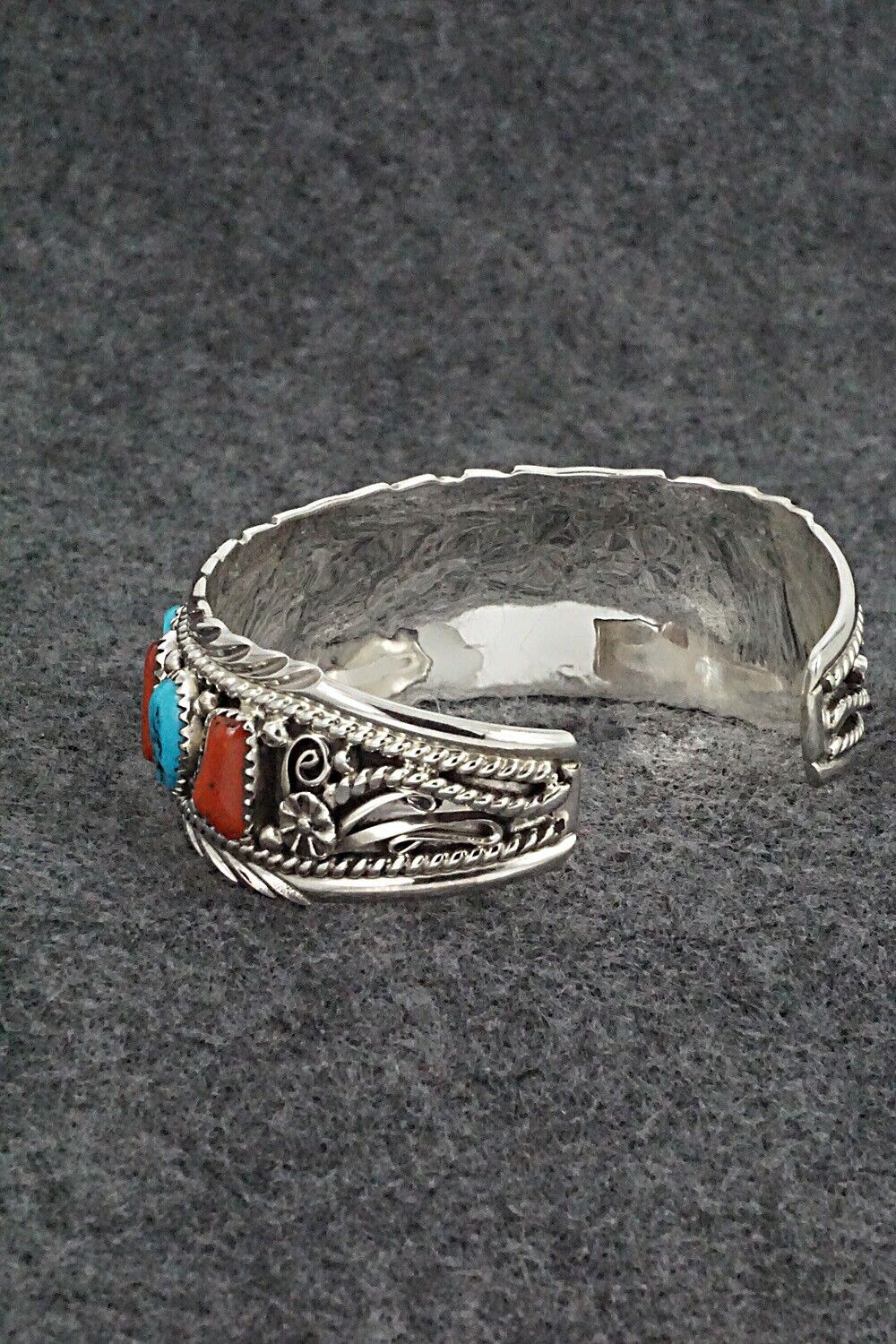 Turquoise, Coral & Sterling Silver Bracelet - Martin Muskett