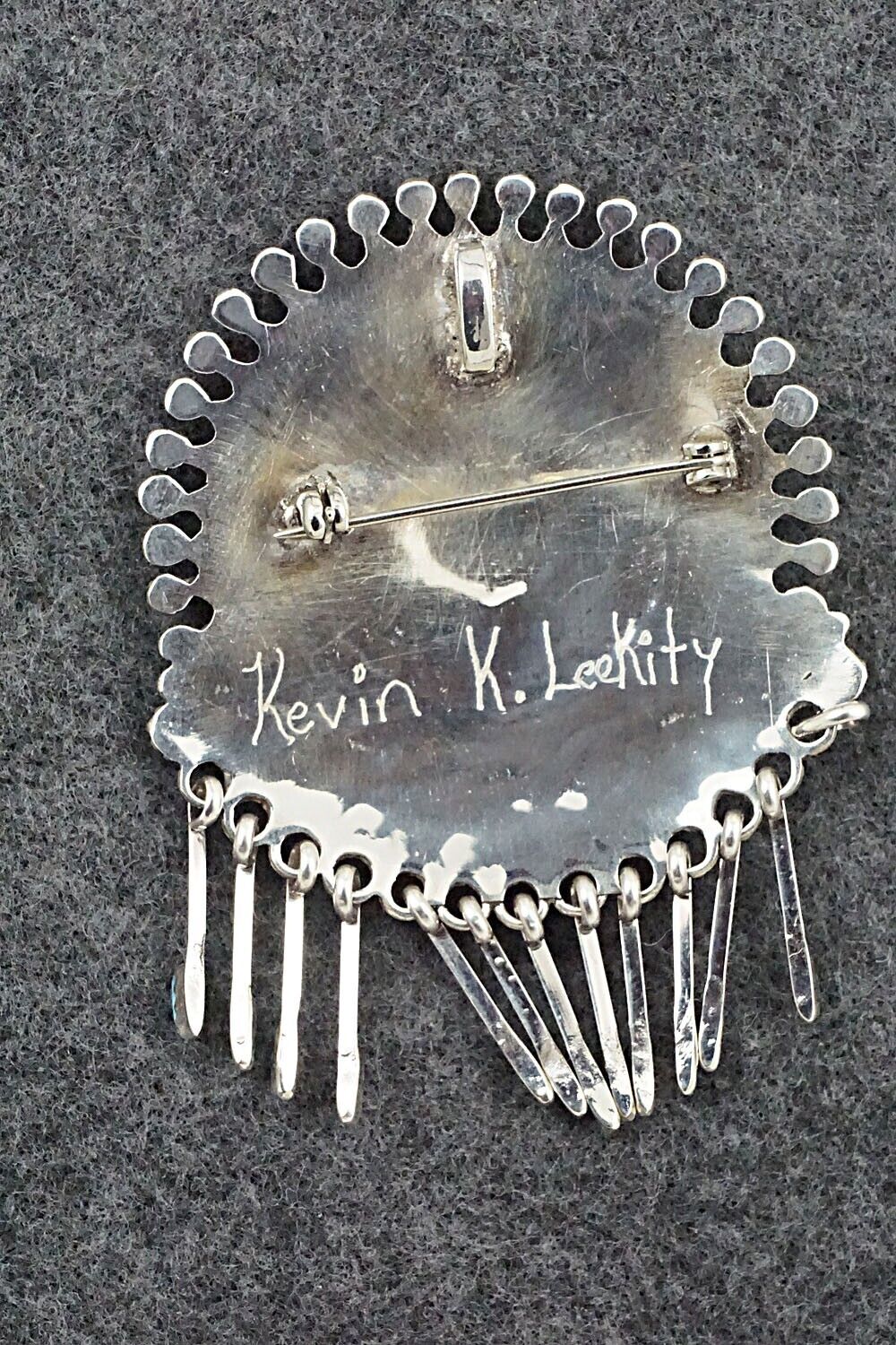 Turquoise & Sterling Silver Pendant/Pin - Kevin Leekity