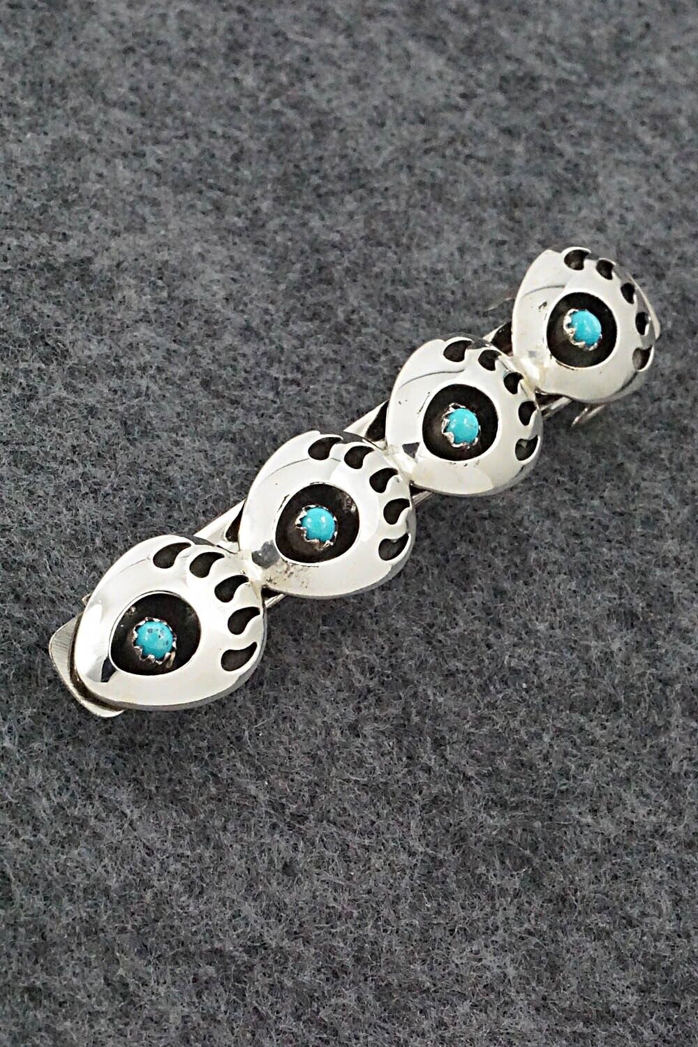 Turquoise & Sterling Silver Hair Barrette - Leroy Parker
