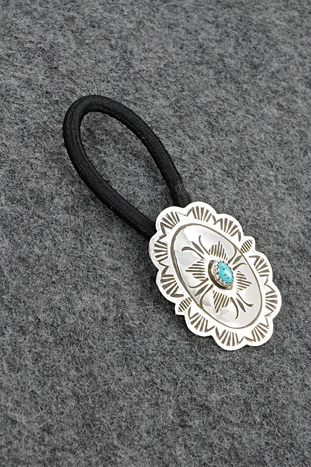 Turquoise & Sterling Silver Hair Tie - Bertha Begay