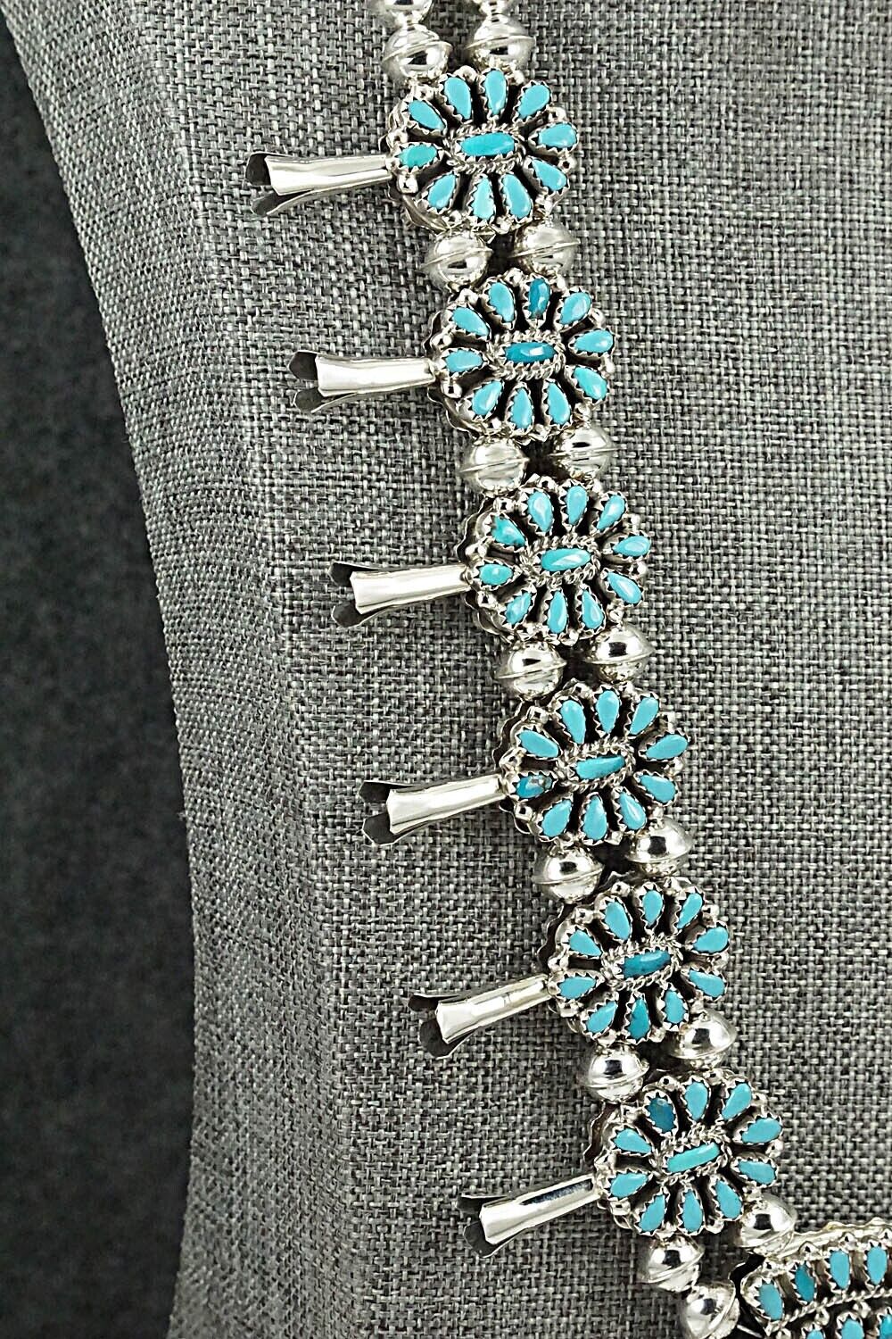 Turquoise, Coral & Sterling Silver Squash Blossom Set - Elton Jones