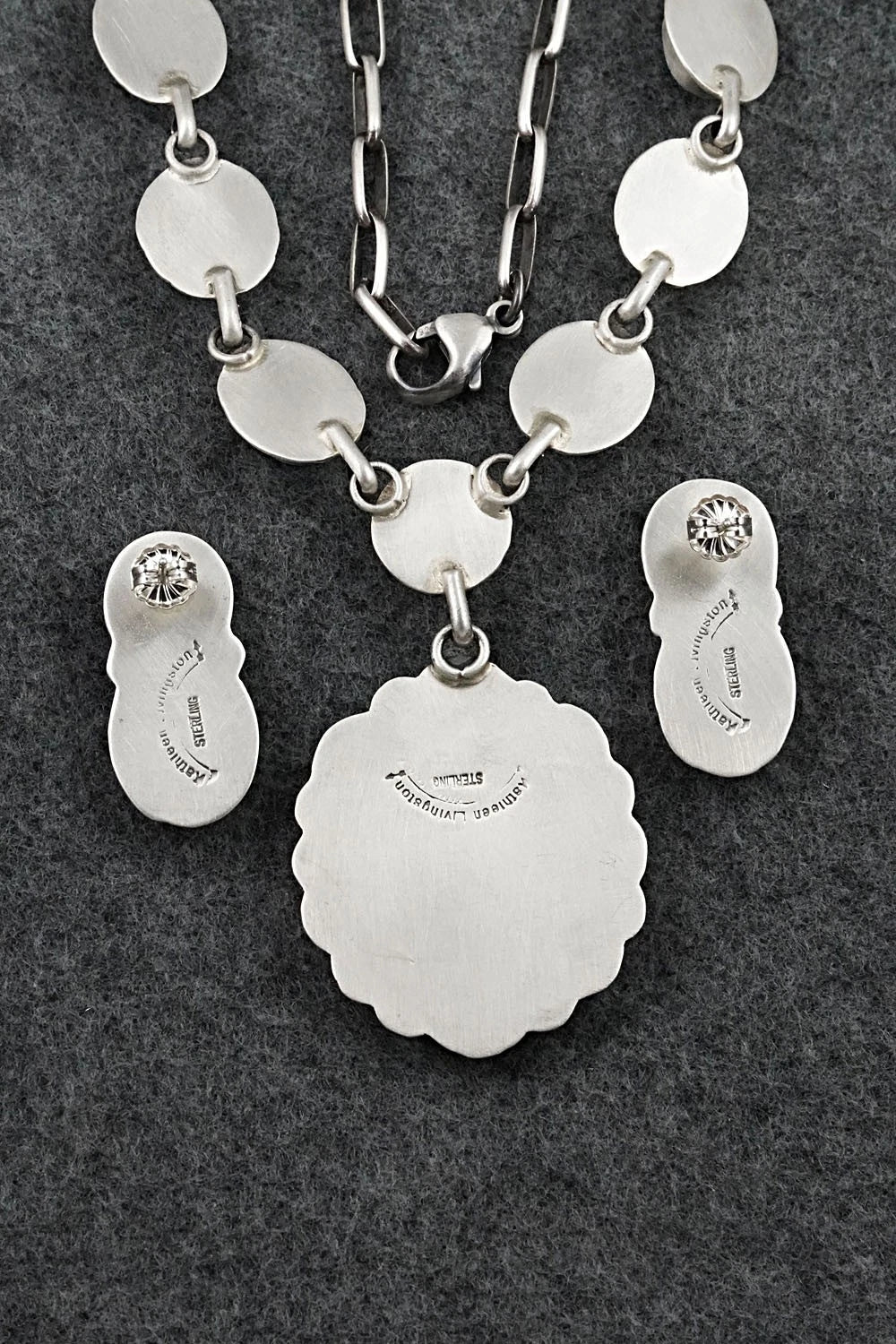 Turquoise & Sterling Silver Necklace and Earrings Set - Kathleen Livingston