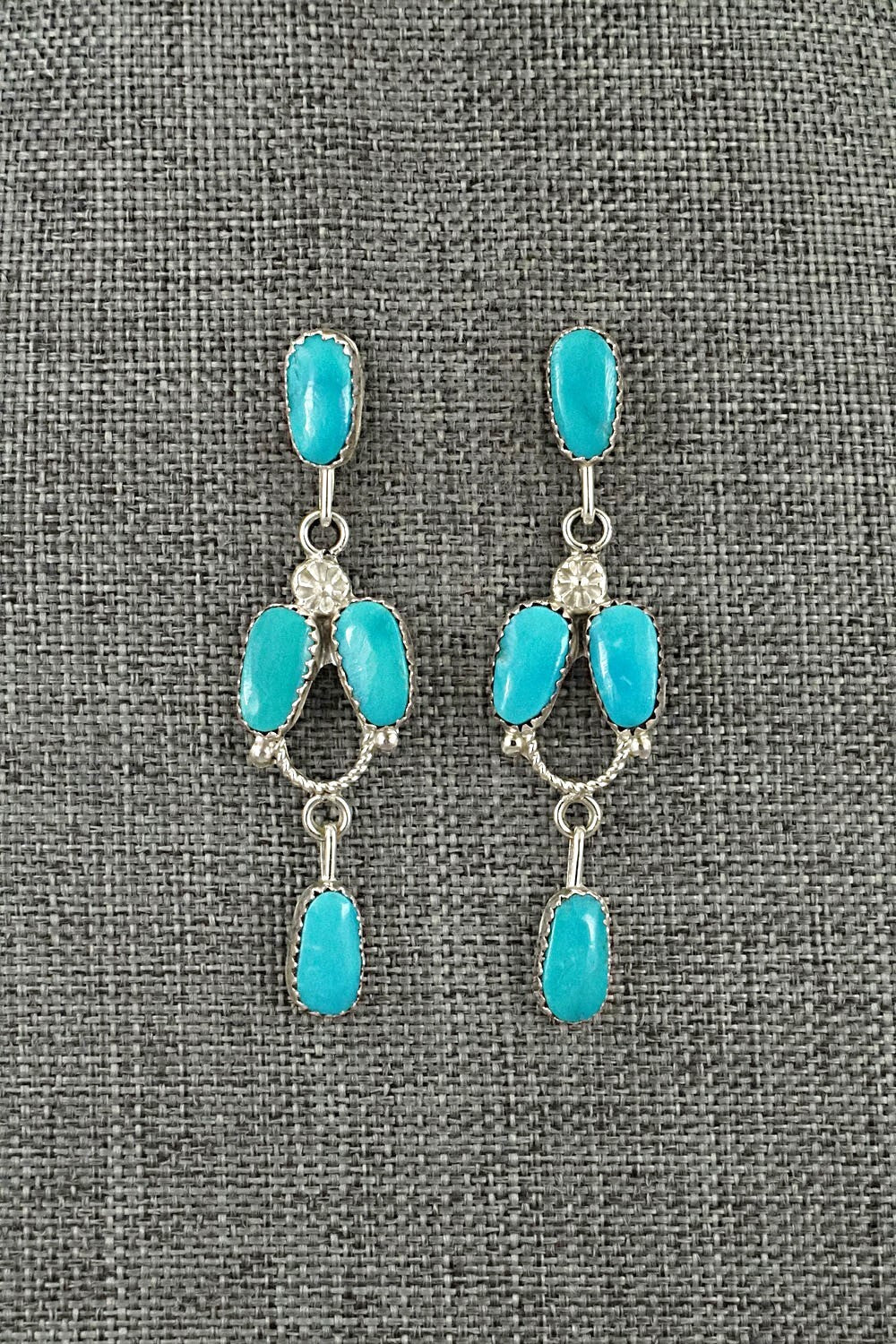 Turquoise & Sterling Silver Earrings - Claudine Penketewa