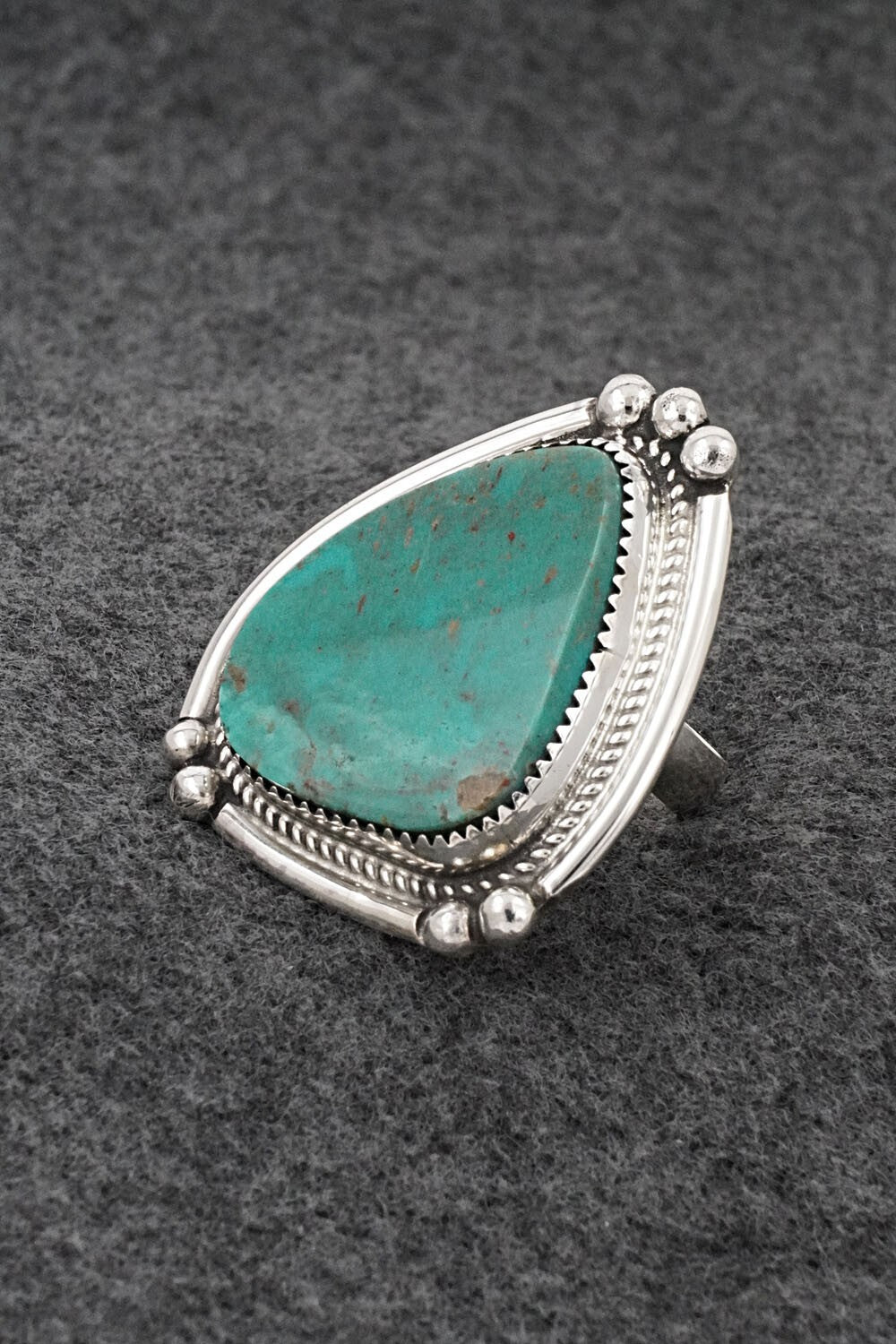 Turquoise & Sterling Silver Ring - Leslie Nez - Size 7 Adj.