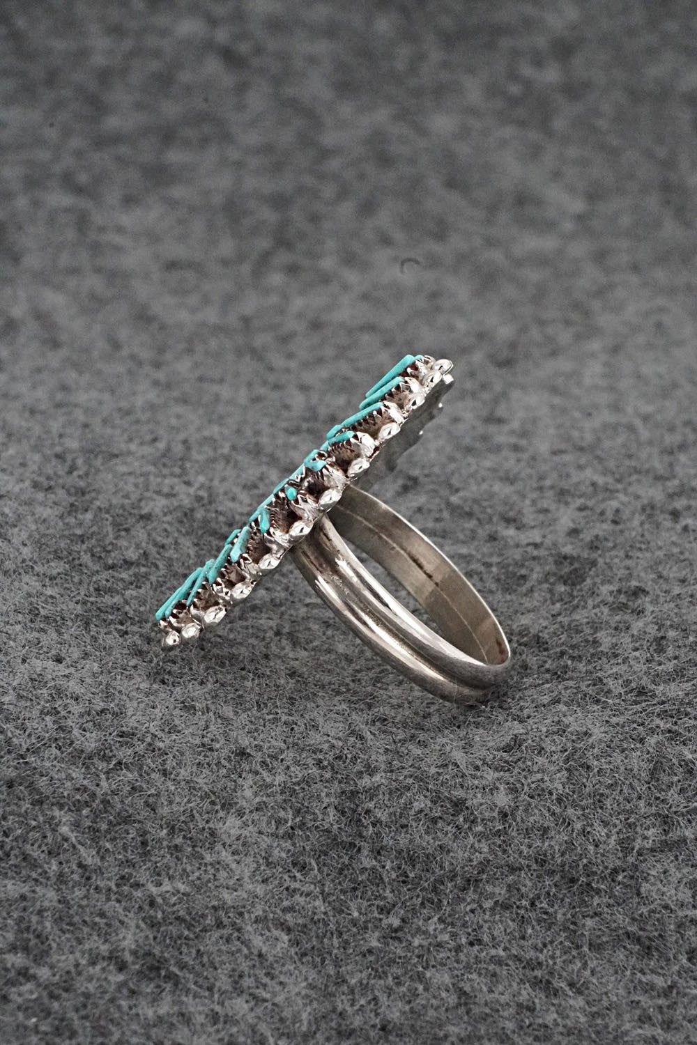 Turquoise & Sterling Silver Ring - Shirley Lahi - Size 9